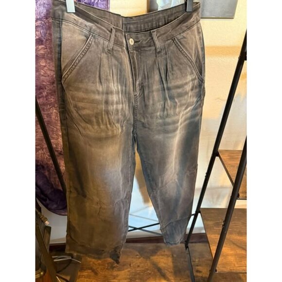 Astylish Cropped Wide Jeans Stretch Baggy With Pockets Bristol Black Size 14 - Picture 1 of 2